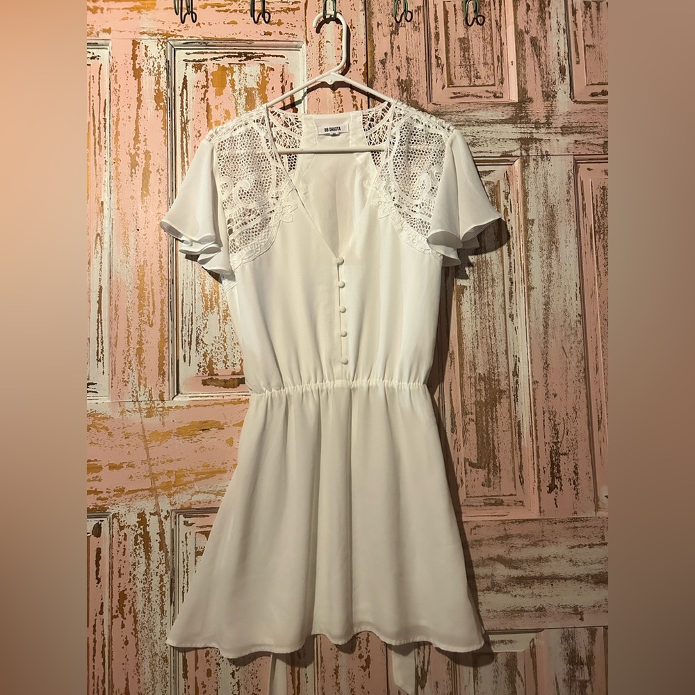 BB Dakota White Lace Dress with tie back